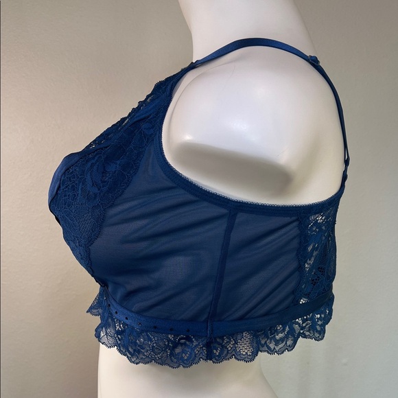 Torrid Curve Strappy Studded Lace Wire-Free Bralette Estate Blue 1 - Picture 4 of 7